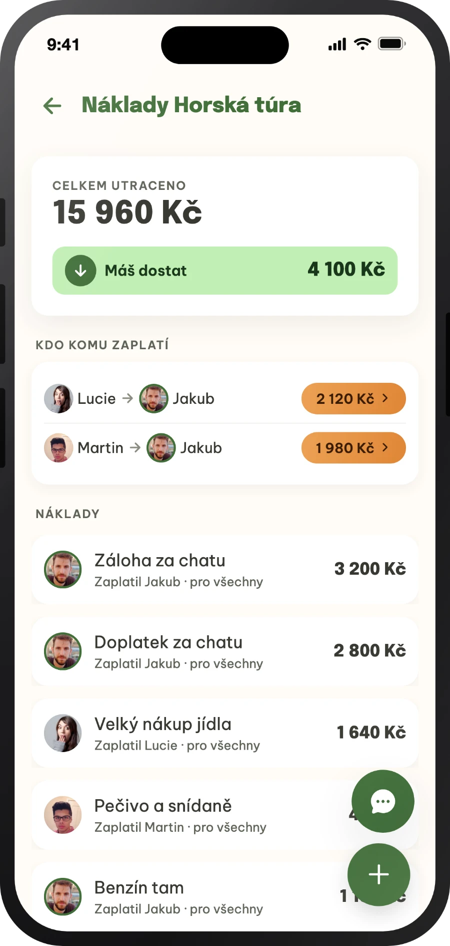 Přehled nákladů a vyúčtování