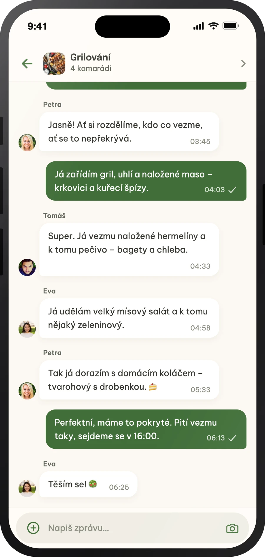 Skupinový chat u akce