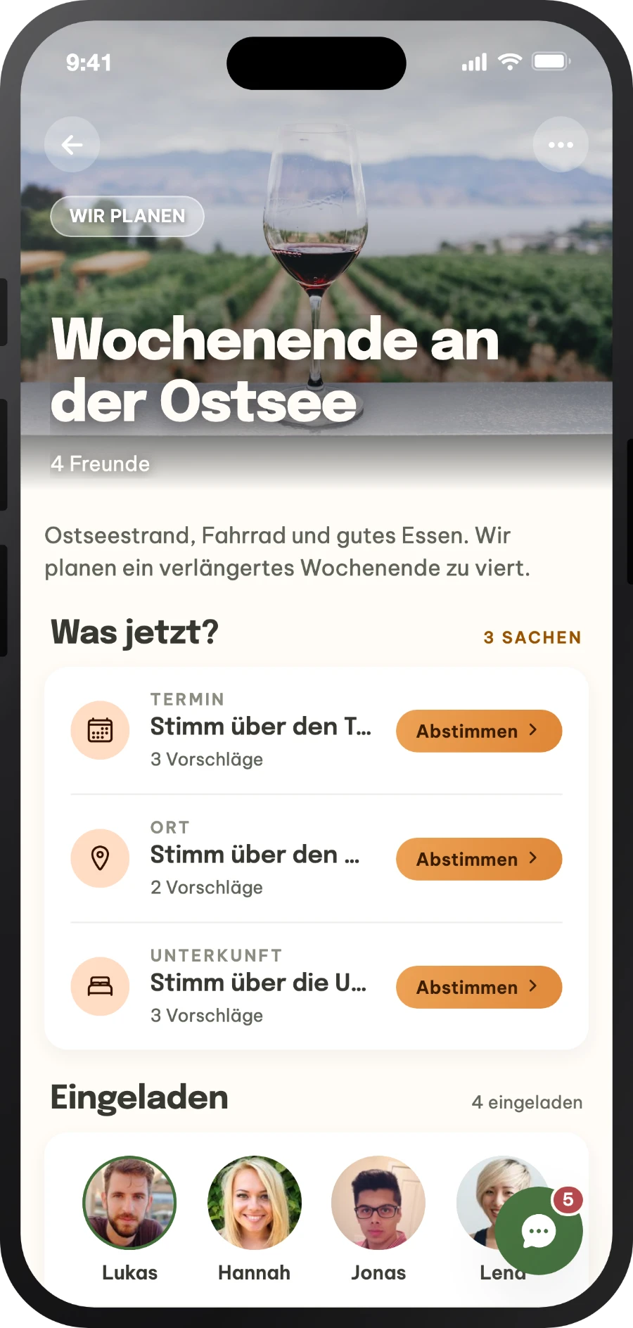 Detailansicht eines geplanten Events