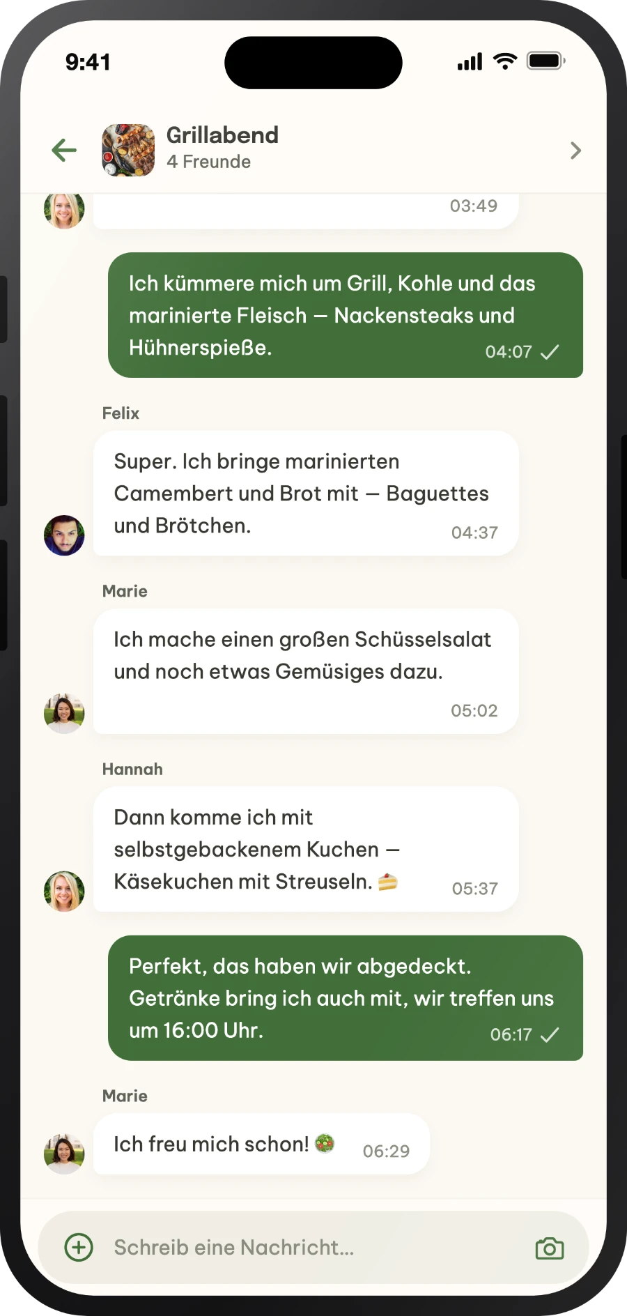 Gruppenchat zu einem Event