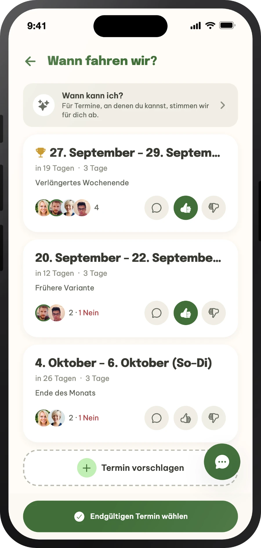 Abstimmung über den Termin