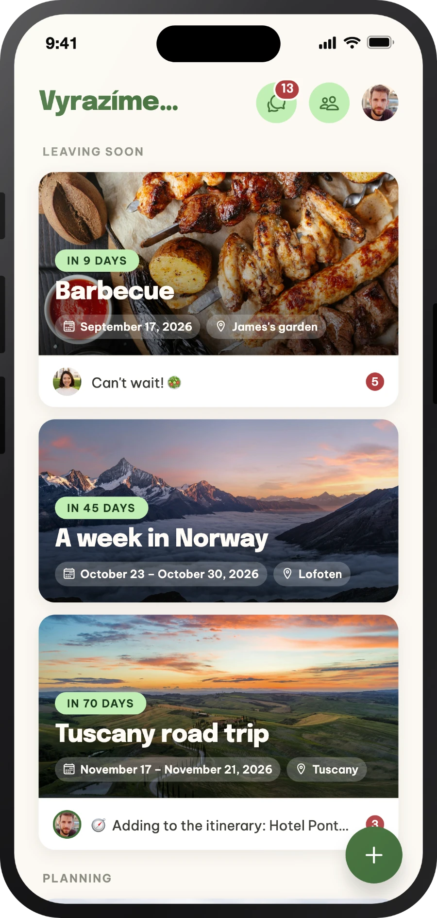 List of events in the Vyrazíme app