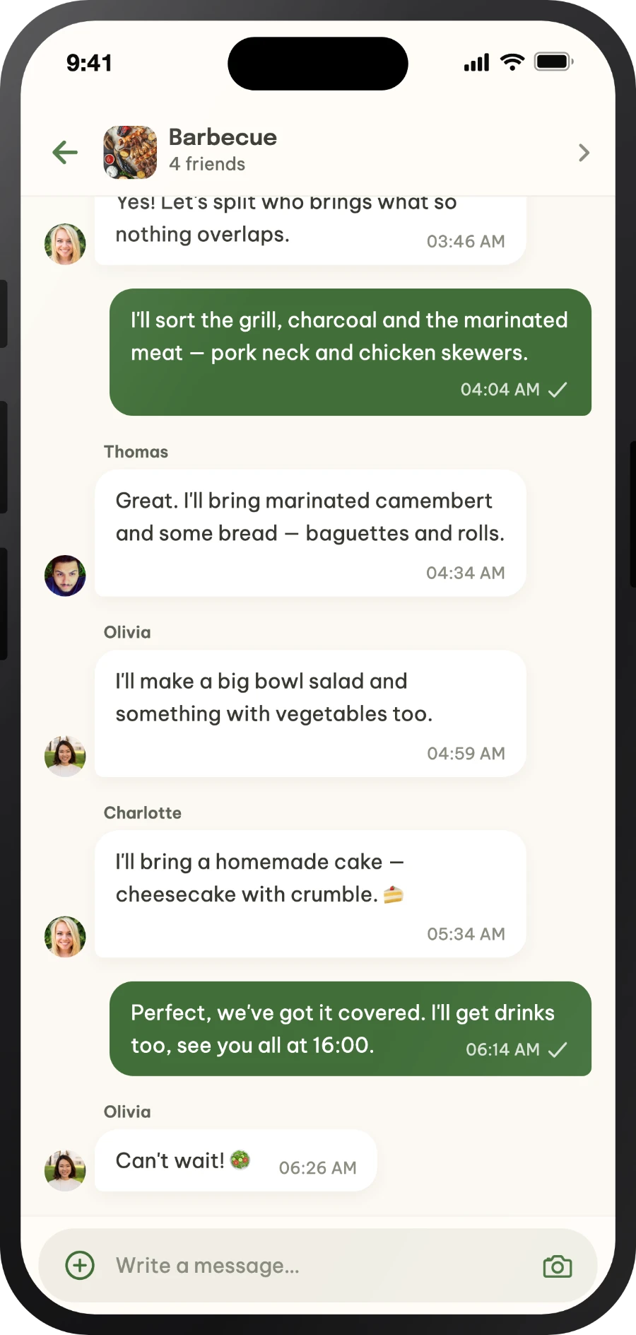 Group chat for an event