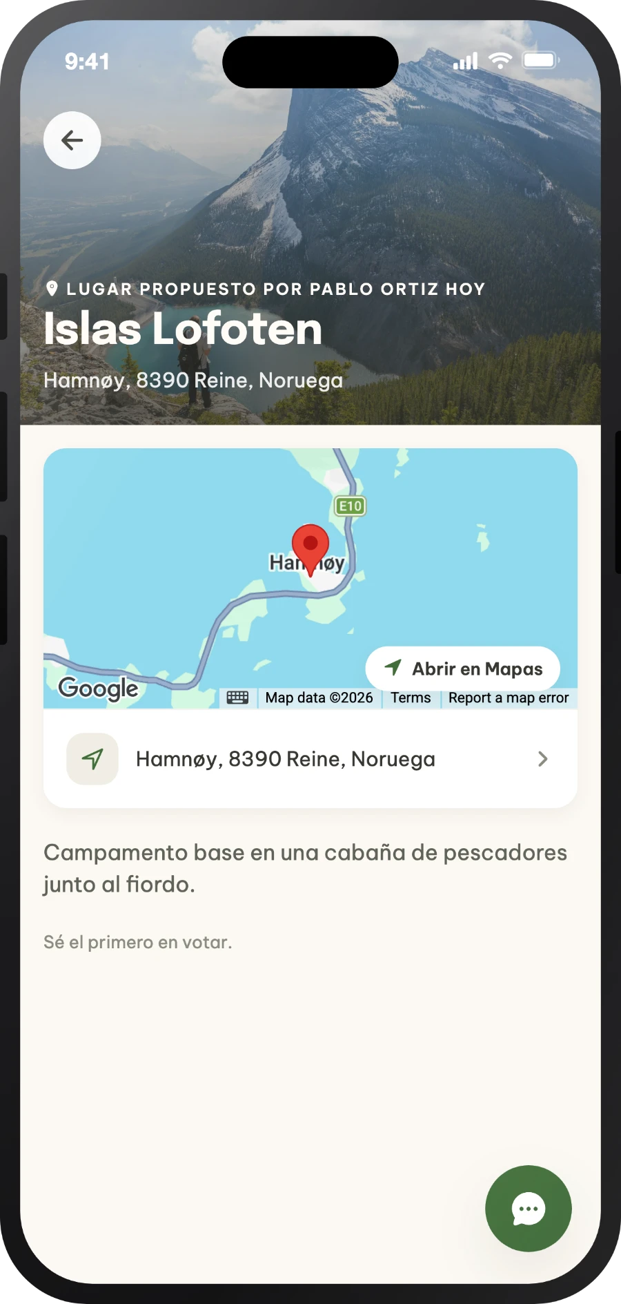 Mapa del lugar del evento con la dirección