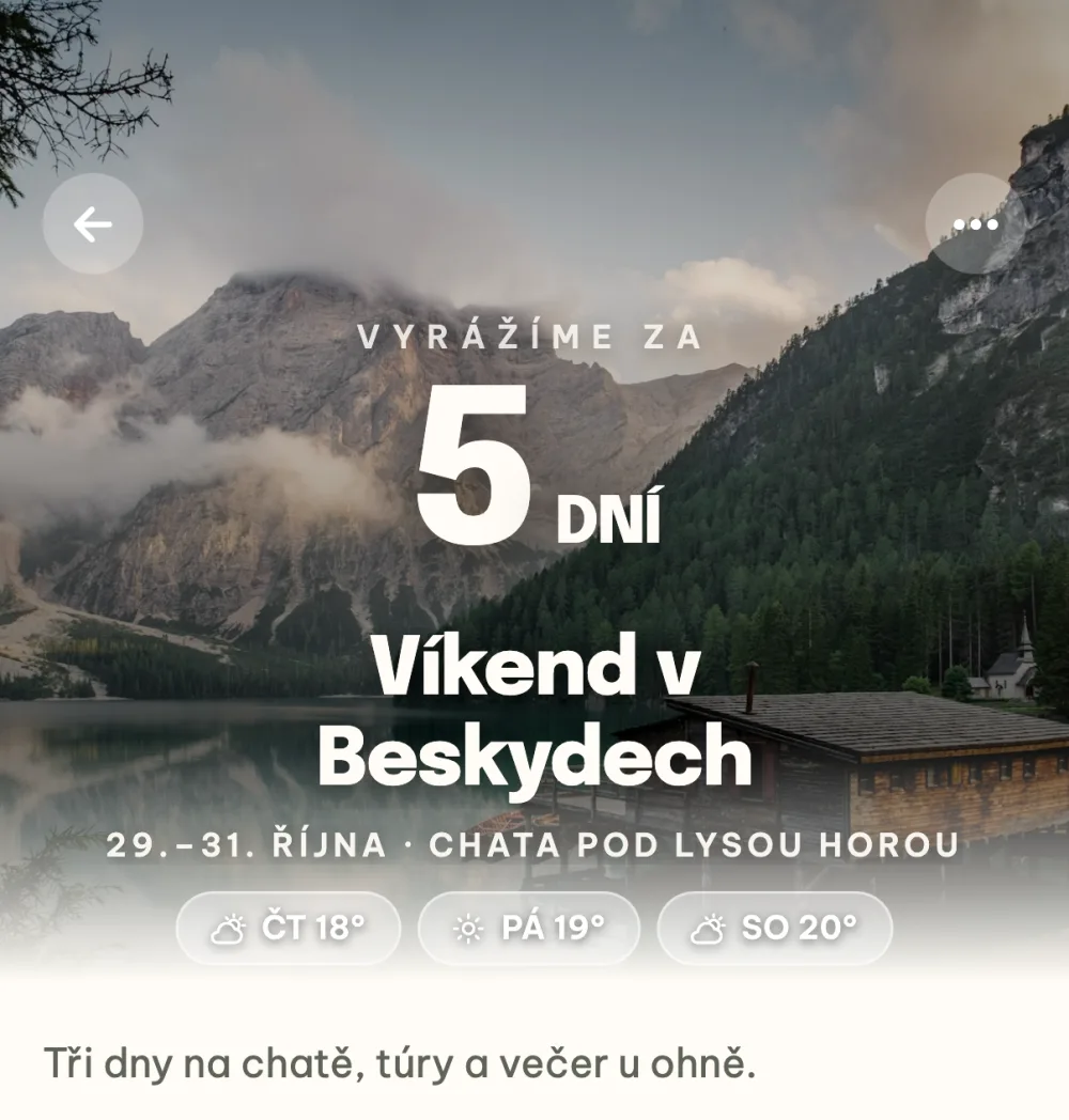 Hlavička akce s odpočtem Vyrážíme za 5 dní a počasím na tři dny
