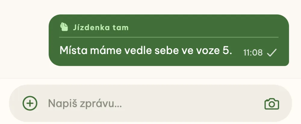 Zpráva v chatu akce s názvem souboru Jízdenka tam