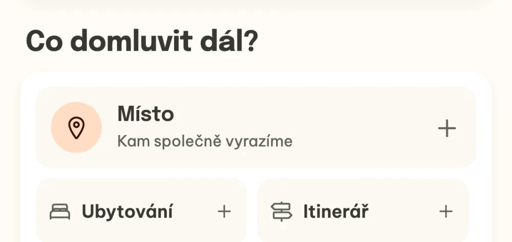 Sekce Co domluvit dál? v detailu akce s dlaždicí Ubytování